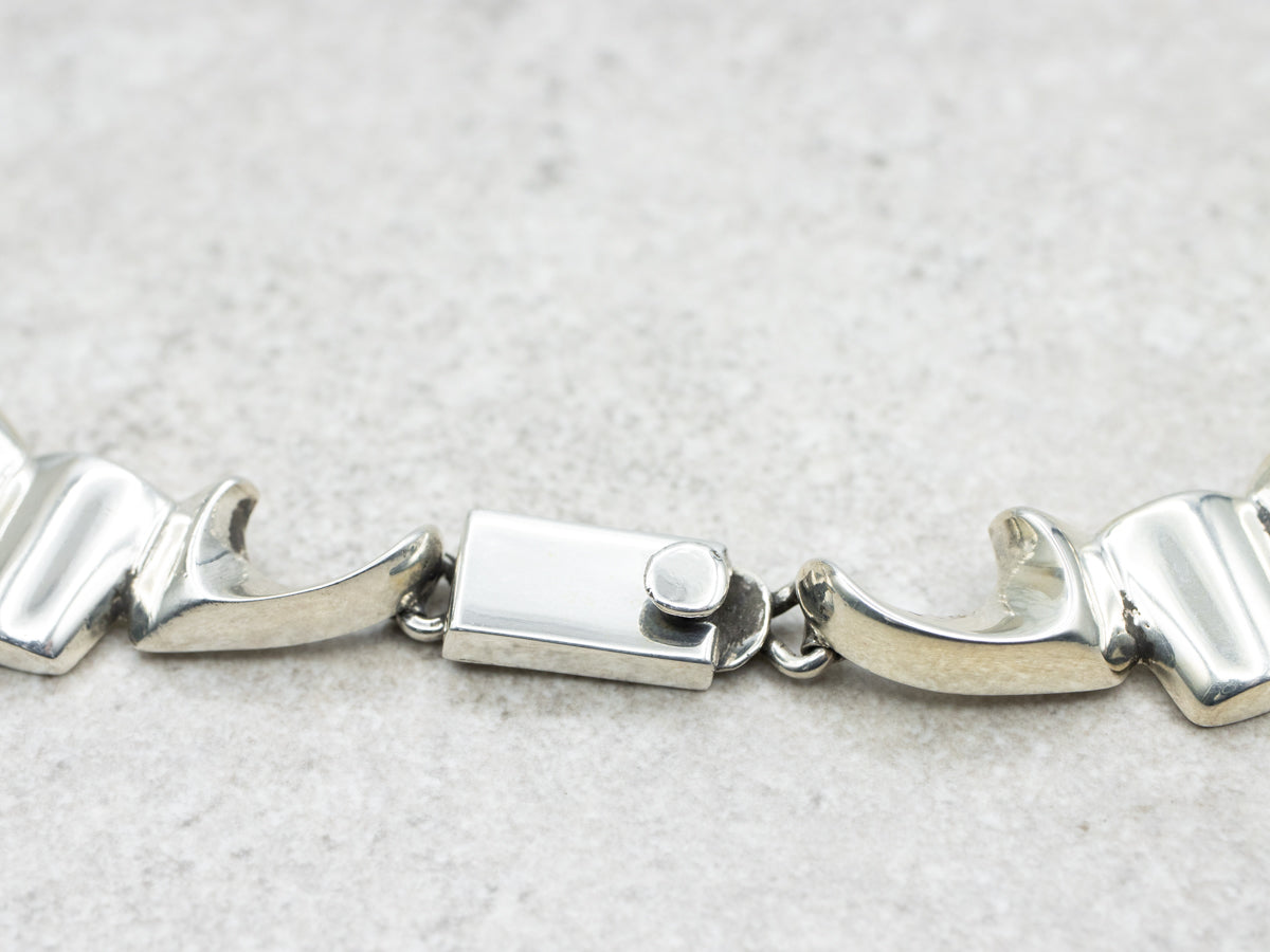 Modernist Mexican Sterling Silver Chocker Chain
