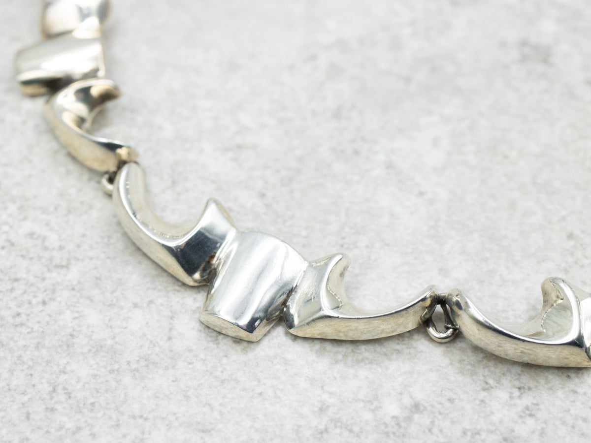 Modernist Mexican Sterling Silver Chocker Chain