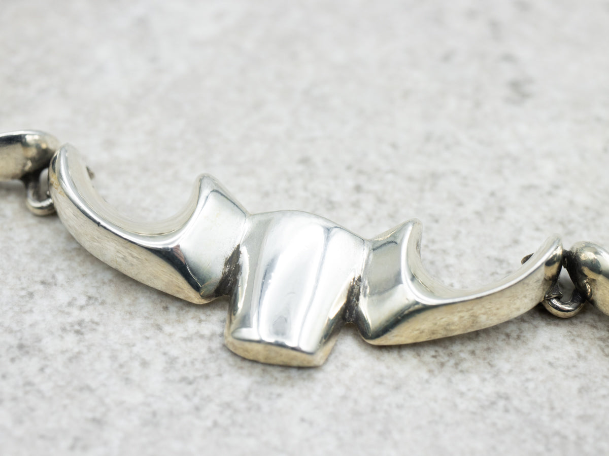 Modernist Mexican Sterling Silver Chocker Chain