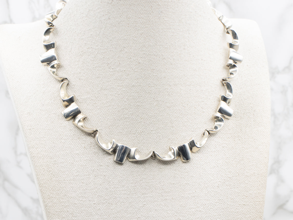 Modernist Mexican Sterling Silver Chocker Chain