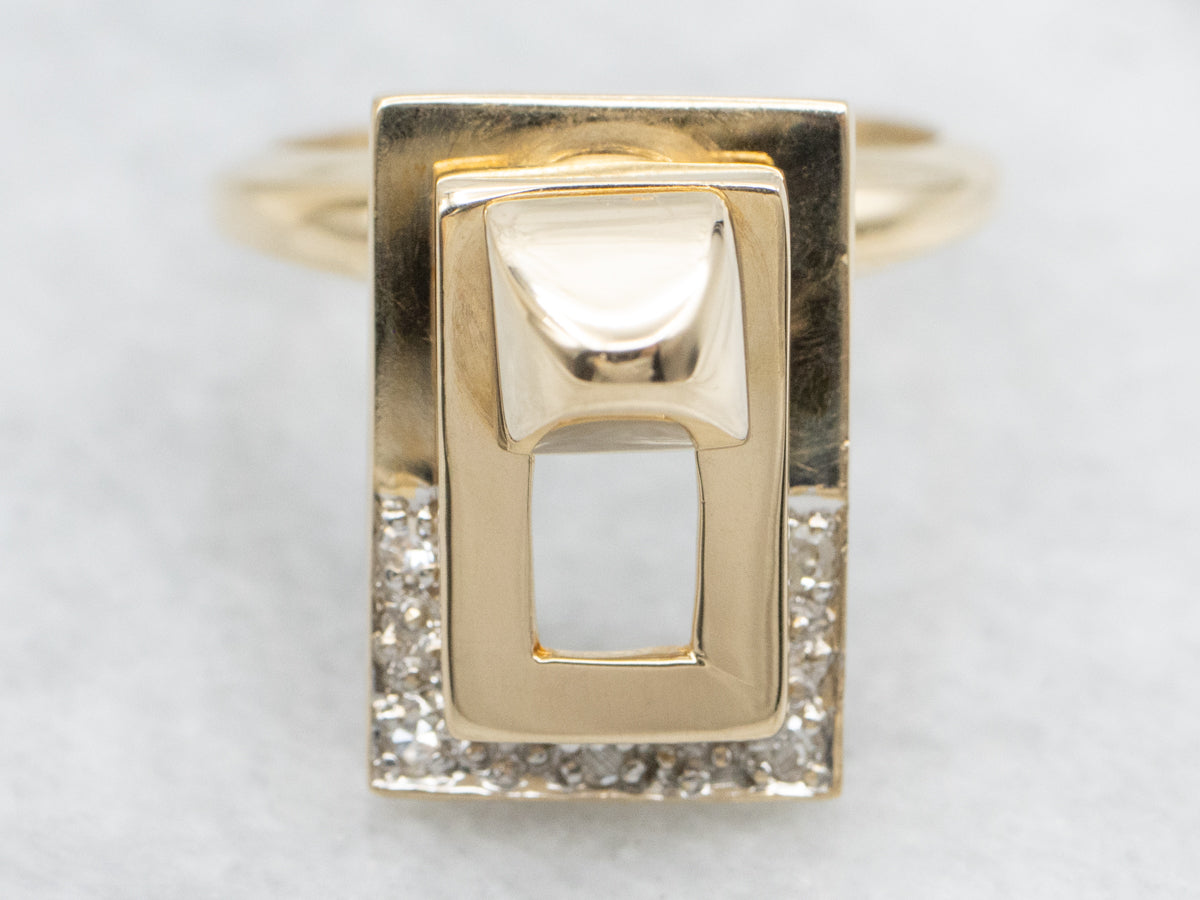 Kinetic Diamond and Yellow Gold Ring