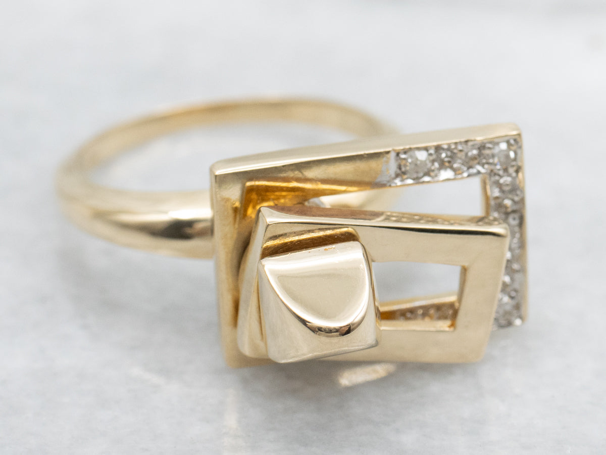 Kinetic Diamond and Yellow Gold Ring