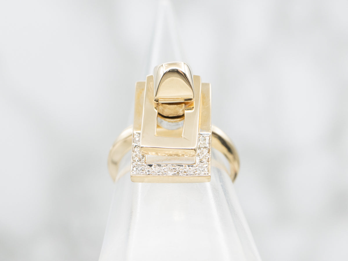 Kinetic Diamond and Yellow Gold Ring