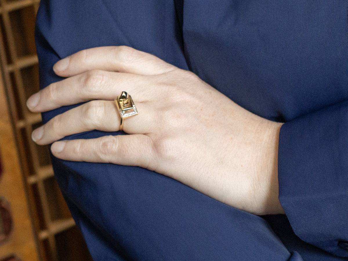 Kinetic Diamond and Yellow Gold Ring
