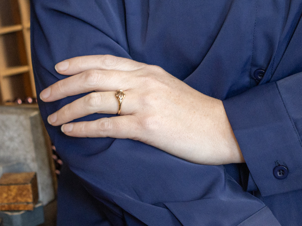 Polished Gold and Diamond Solitaire Ring