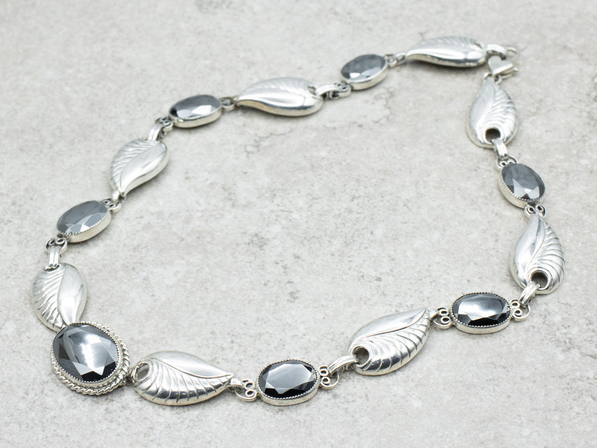 Vintage Danecraft Sterling Silver and Hematite Chocker Necklace