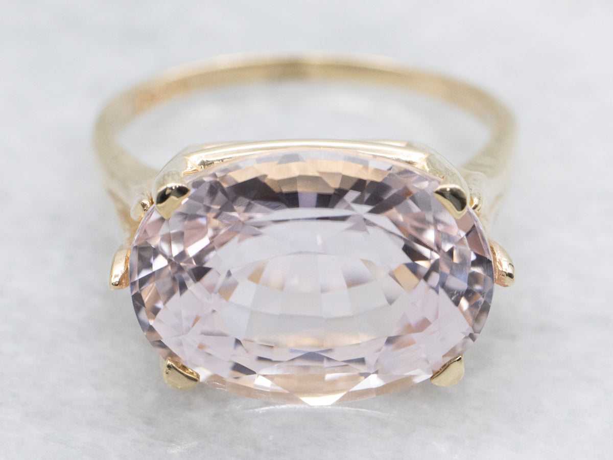 East-West Set Pink Kunzite Cocktail Ring