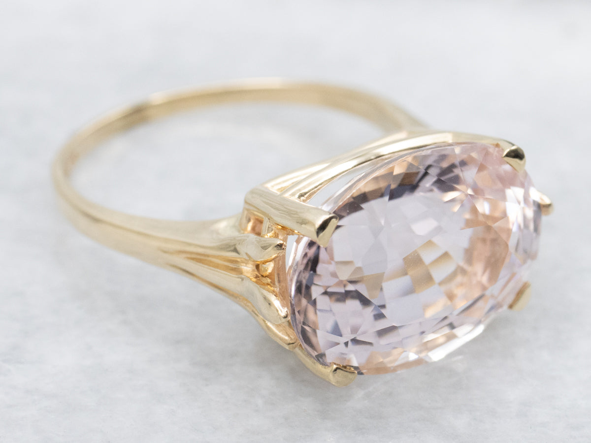 East-West Set Pink Kunzite Cocktail Ring