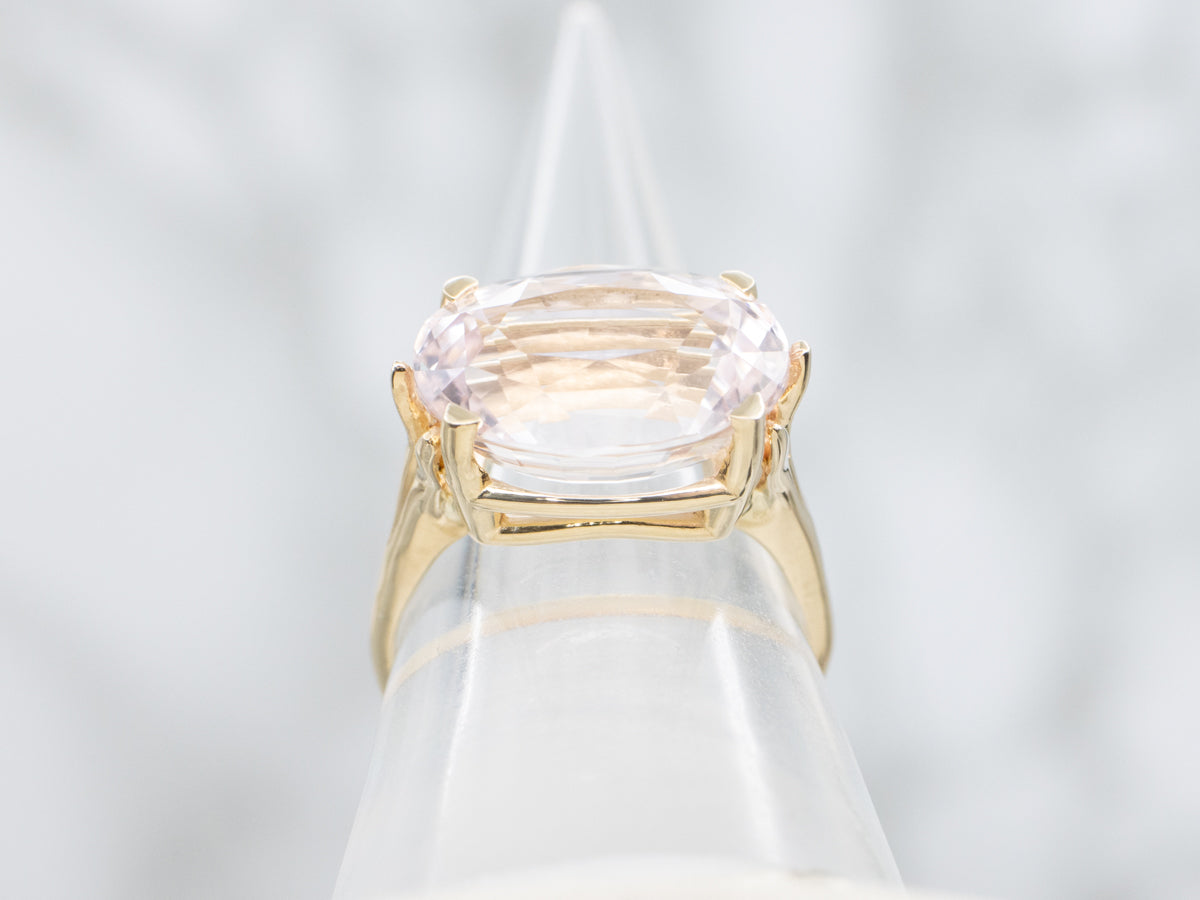 East-West Set Pink Kunzite Cocktail Ring