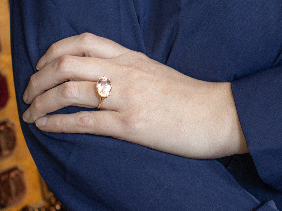 East-West Set Pink Kunzite Cocktail Ring