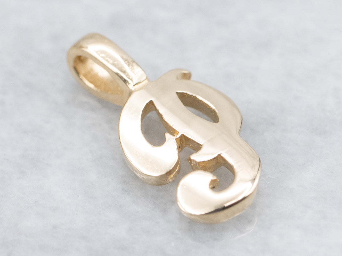 Gold Cursive Letter "P" Initial Pendant