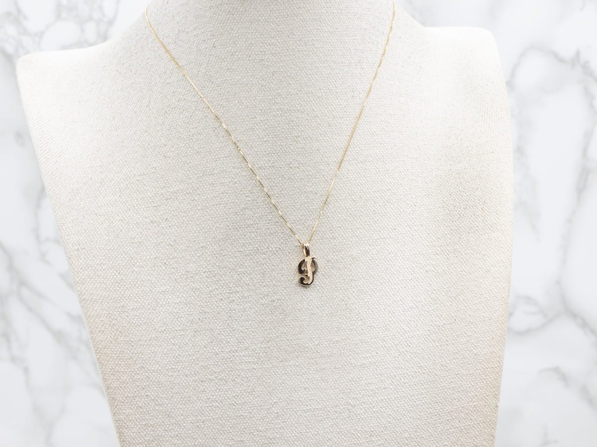 Gold Cursive Letter "P" Initial Pendant