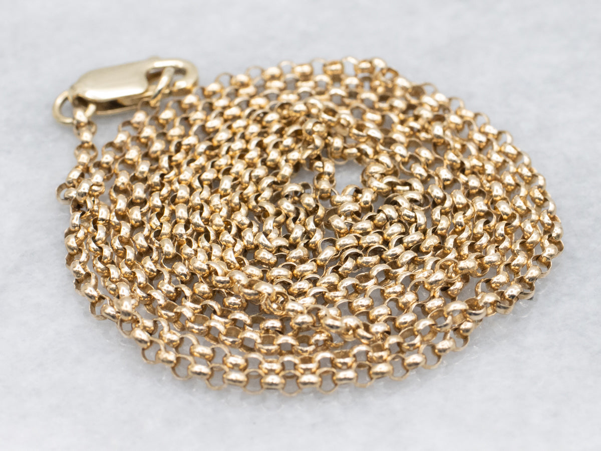 Polished Gold Rolo-Link Chain with Lobster Clasp