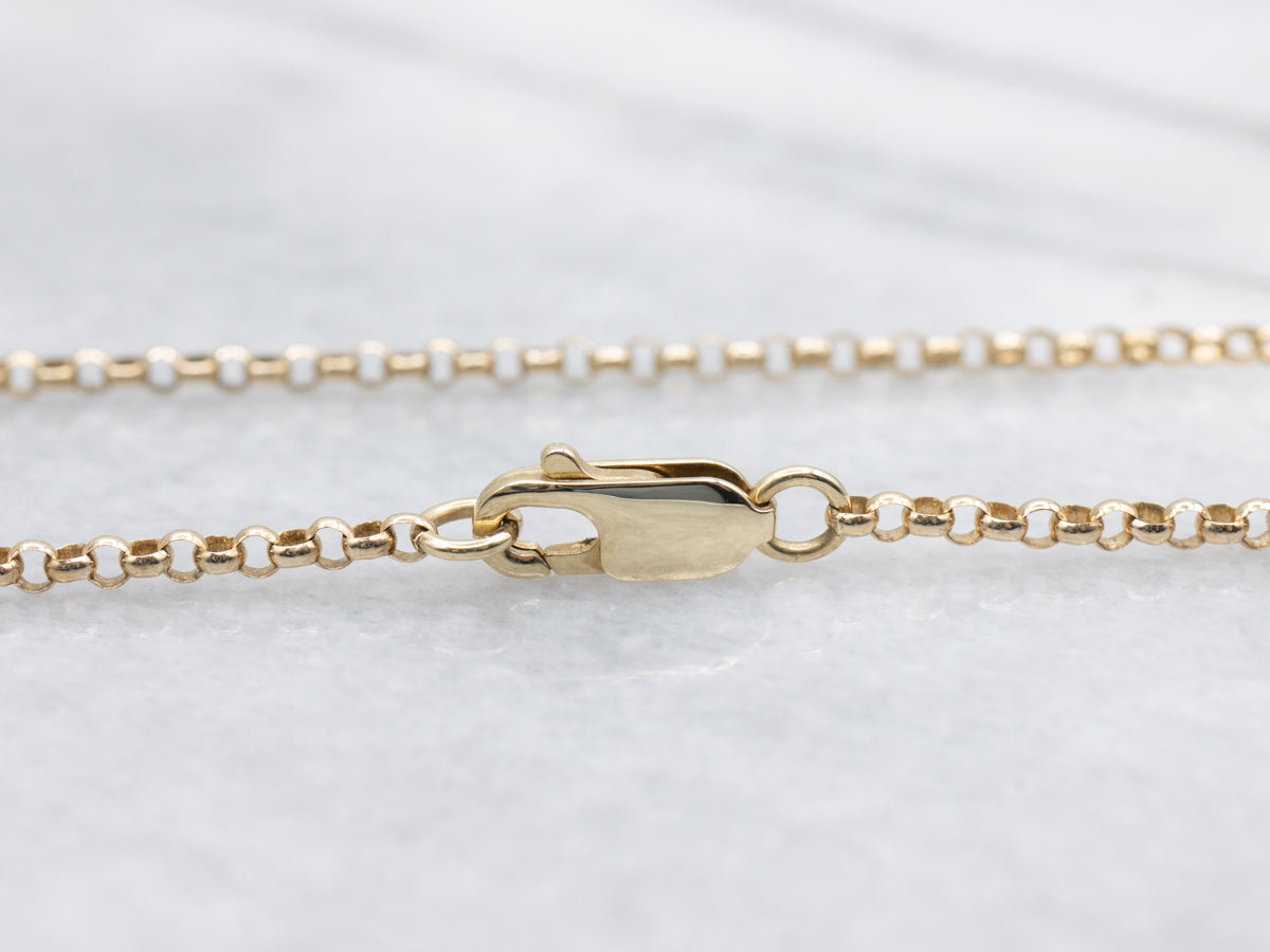 Polished Gold Rolo-Link Chain with Lobster Clasp