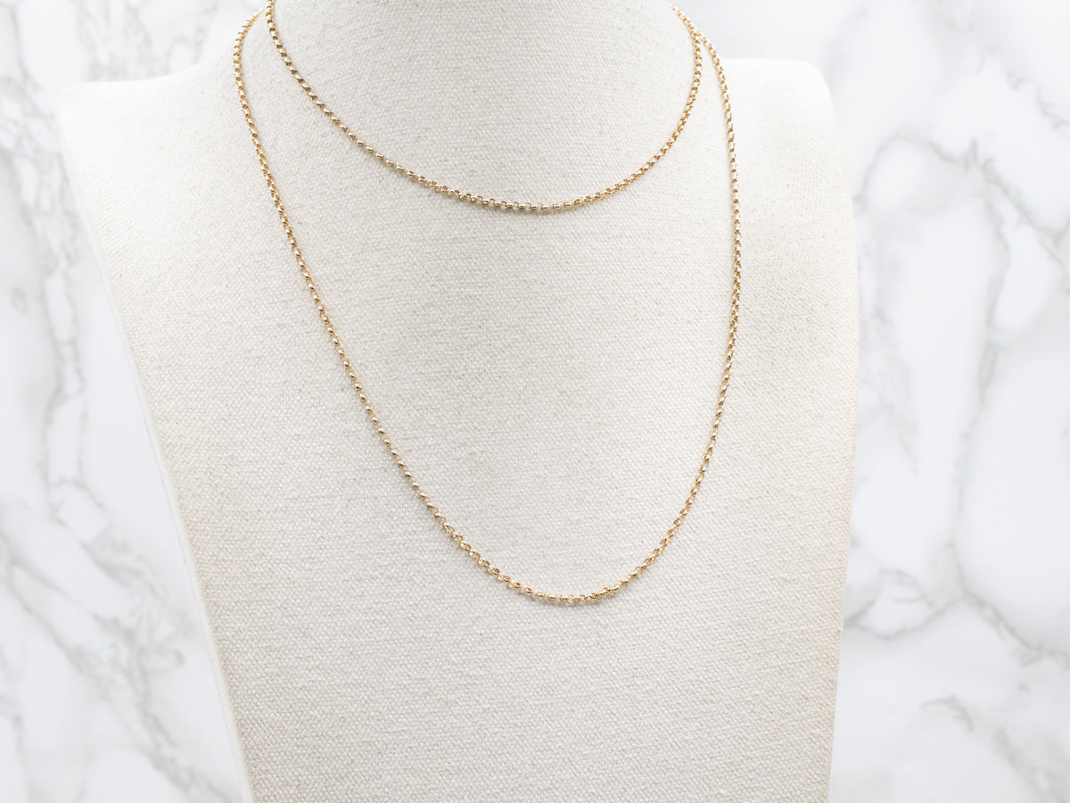 Polished Gold Rolo-Link Chain with Lobster Clasp