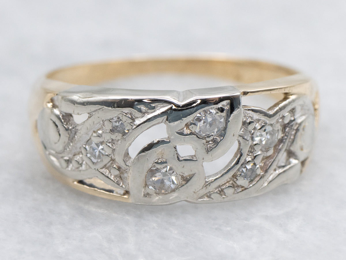 Two Tone Diamond Openwork Band