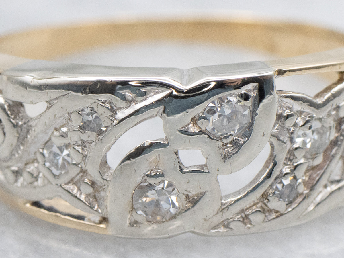 Two Tone Diamond Openwork Band