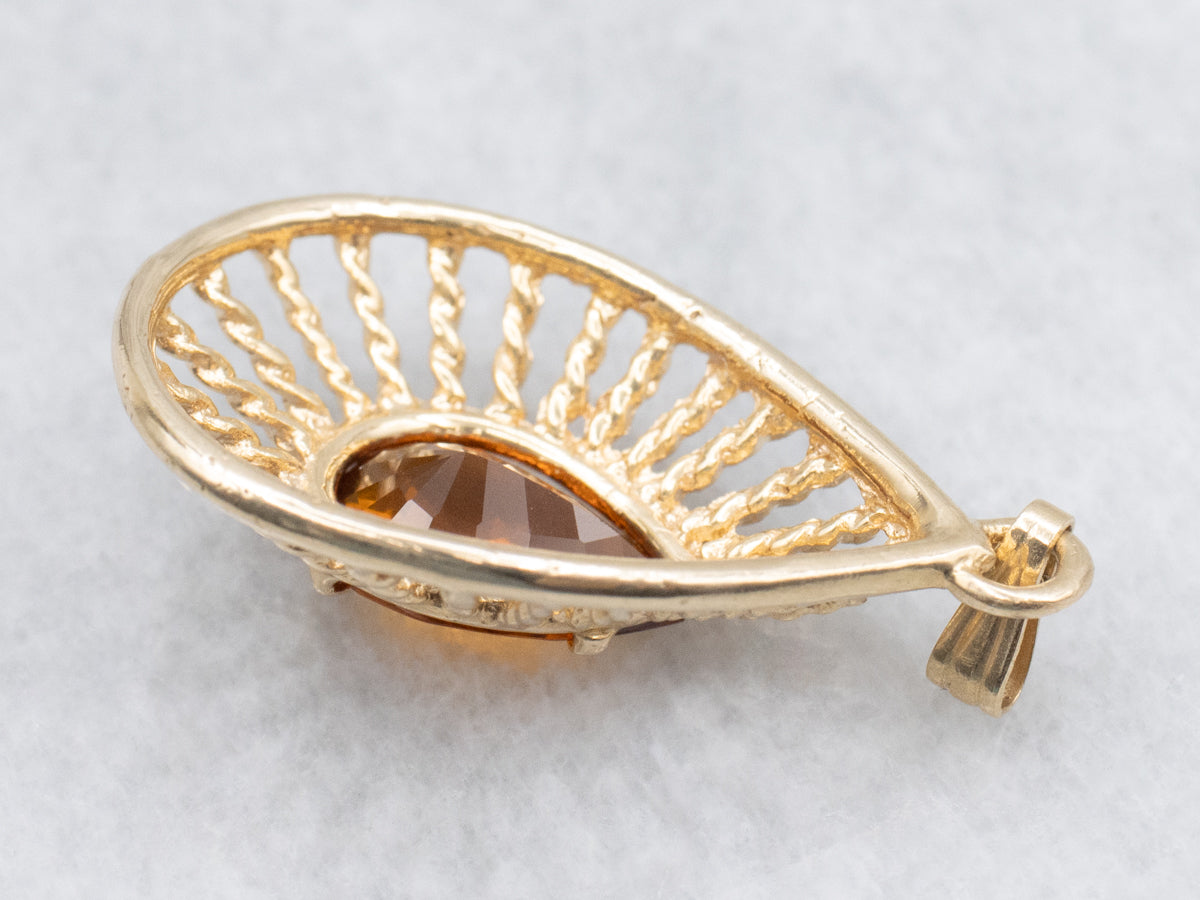 Citrine Pendant with Twisted Openwork Frame