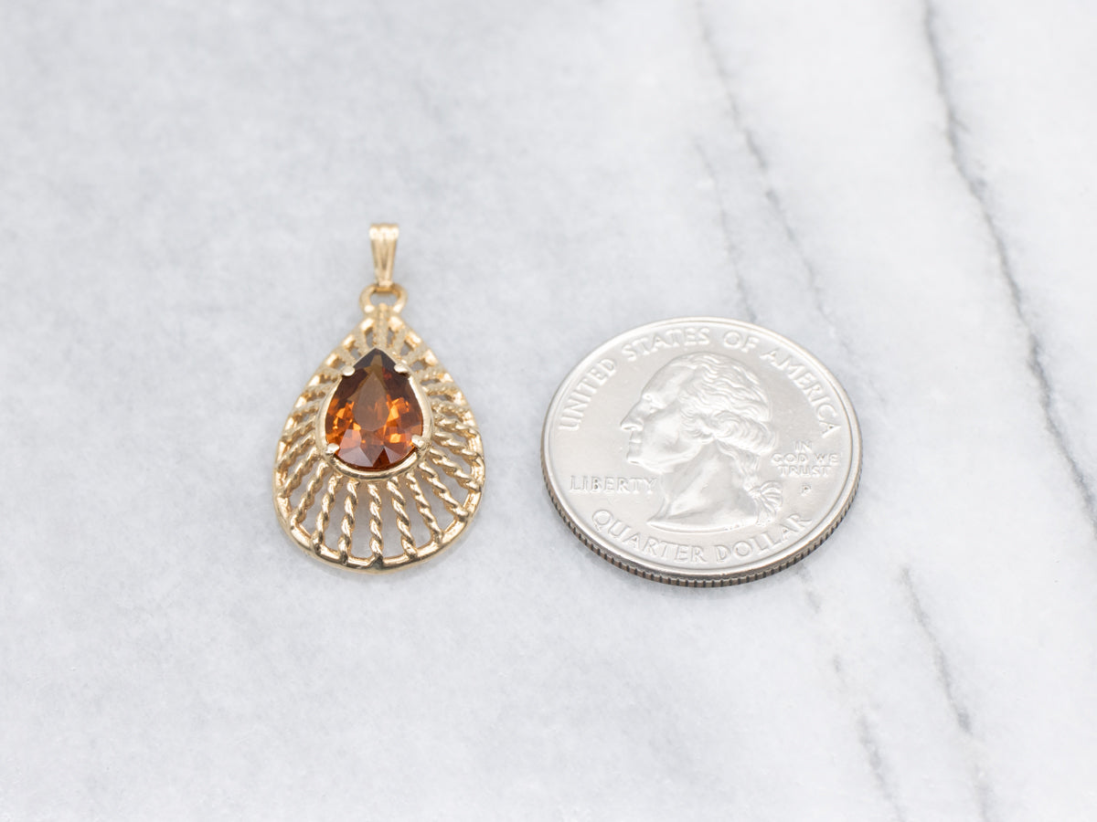 Citrine Pendant with Twisted Openwork Frame