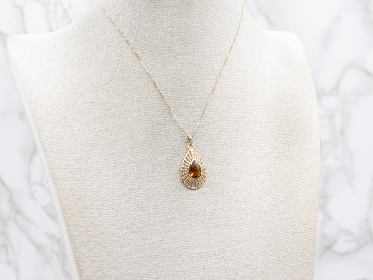Citrine Pendant with Twisted Openwork Frame