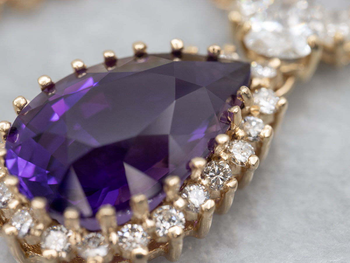 Stunning Amethyst Gemstone and Diamond Cocktail Necklace