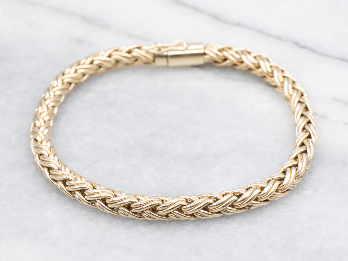 Braided Gold Wheat-Link Bracelet