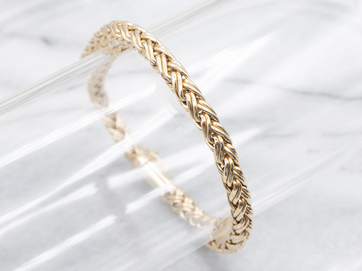Braided Gold Wheat-Link Bracelet