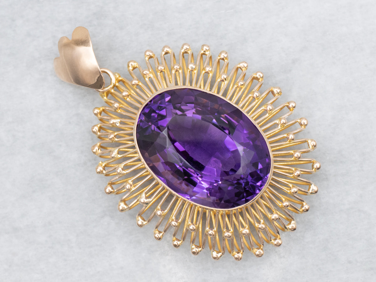 Bold Gold Amethyst Cocktail Pendant