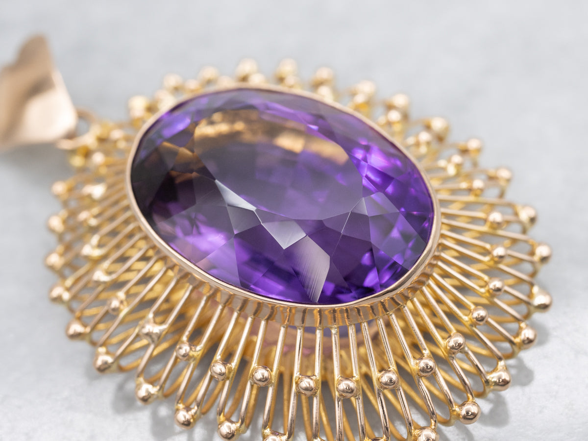 Bold Gold Amethyst Cocktail Pendant
