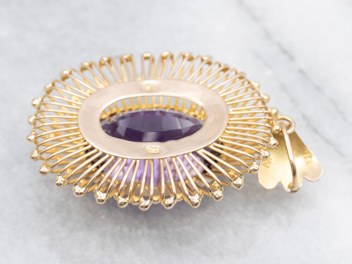 Bold Gold Amethyst Cocktail Pendant