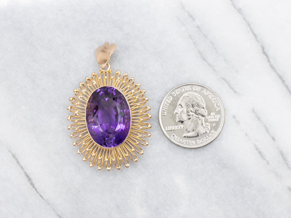 Bold Gold Amethyst Cocktail Pendant
