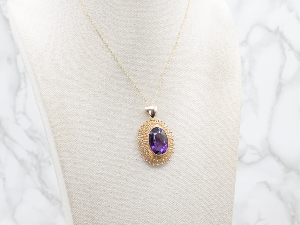 Bold Gold Amethyst Cocktail Pendant