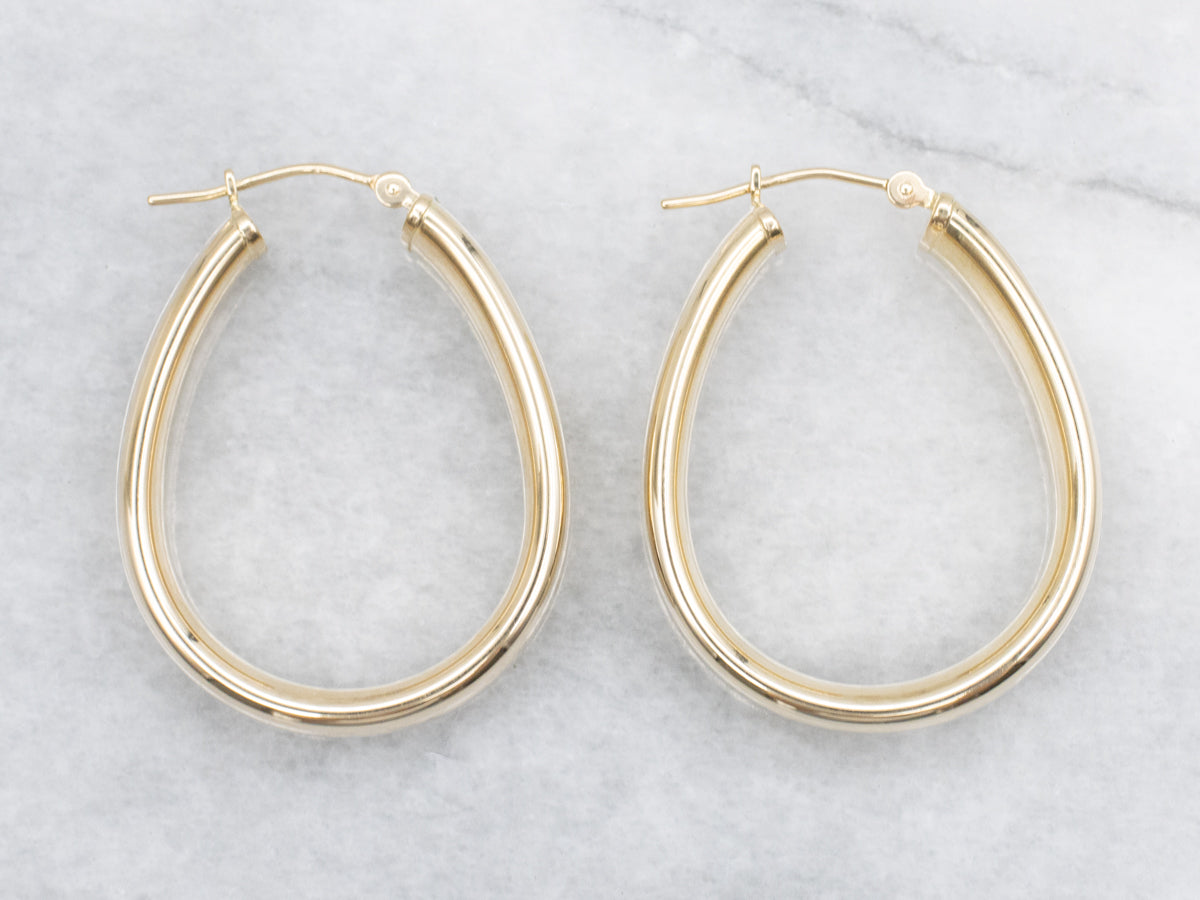 Wide Polished Gold Oval Hoop Earrings