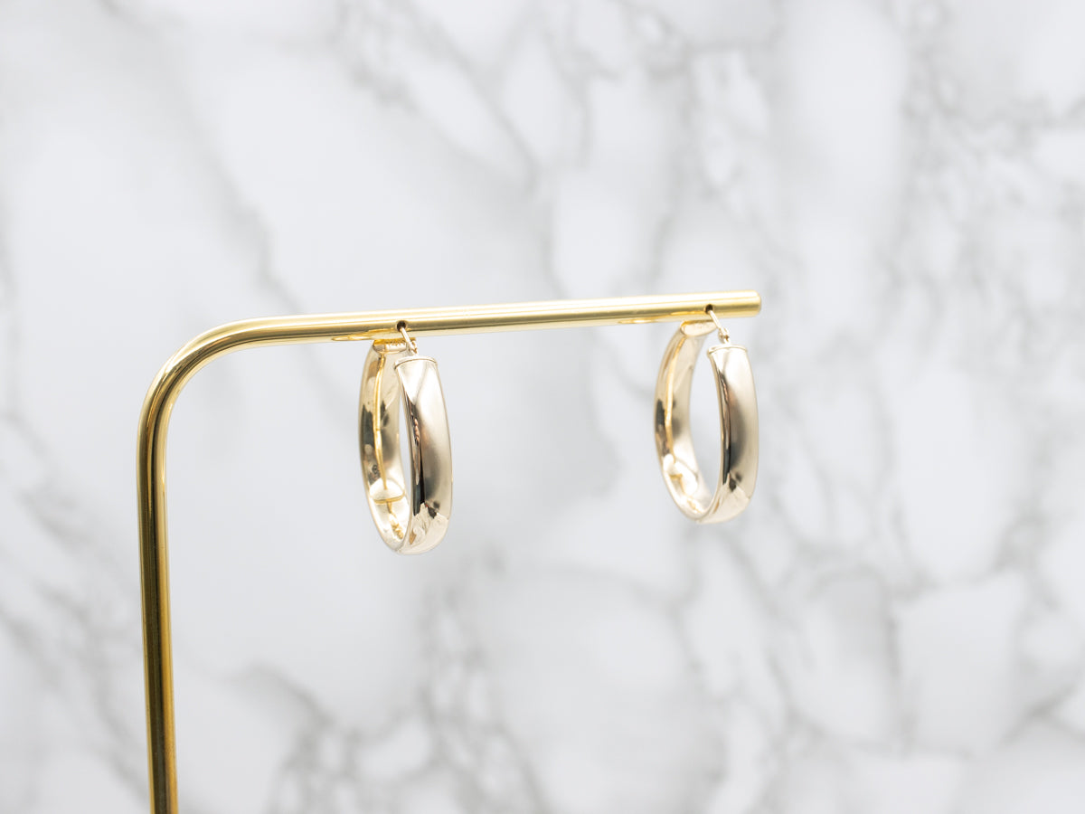 Wide Polished Gold Oval Hoop Earrings