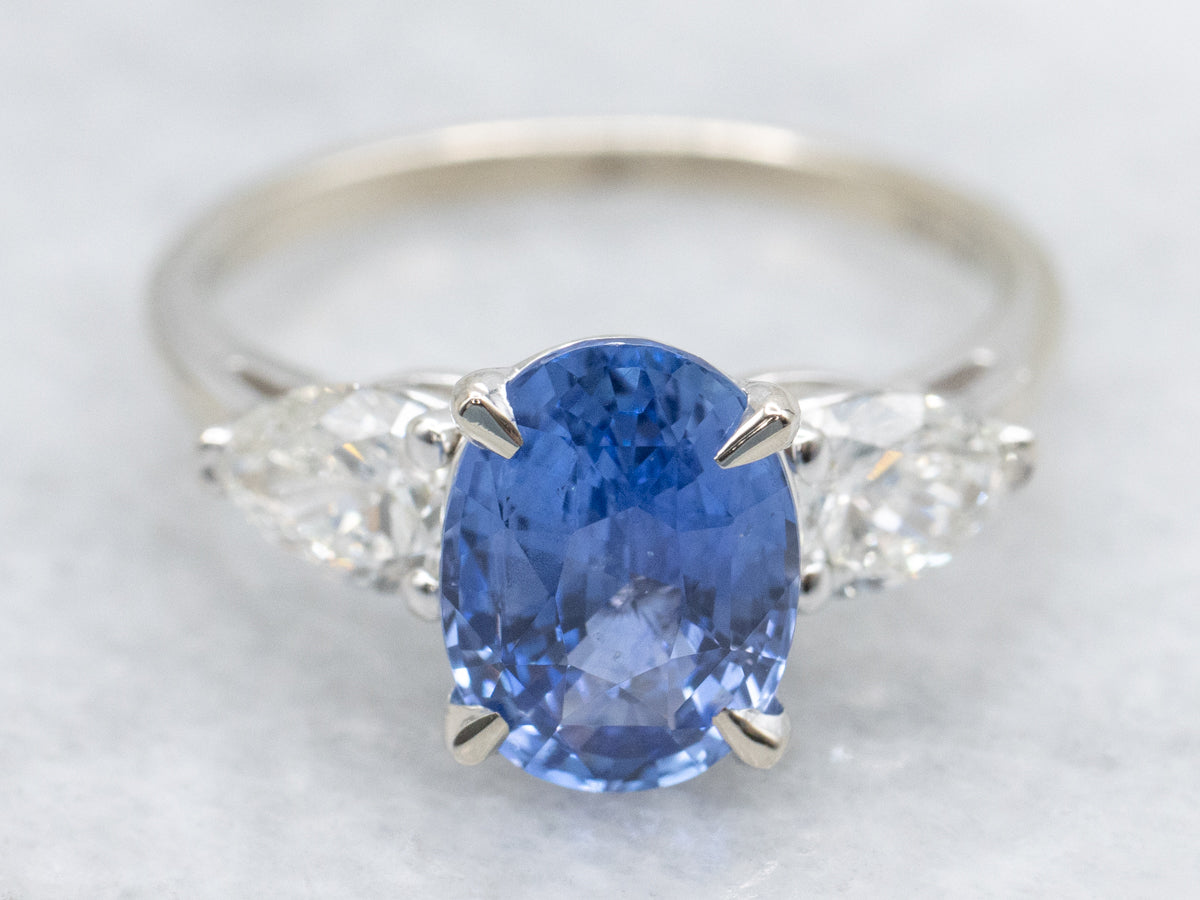 Modern Sapphire and Diamond Engagement Ring