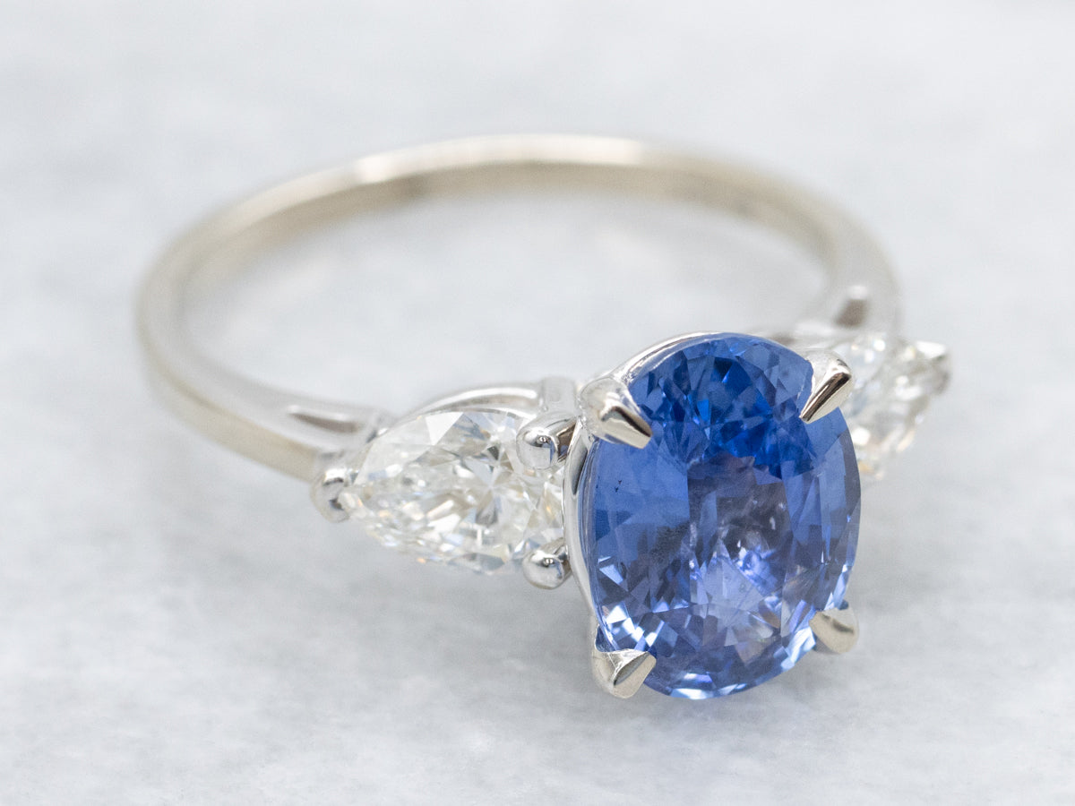 Modern Sapphire and Diamond Engagement Ring