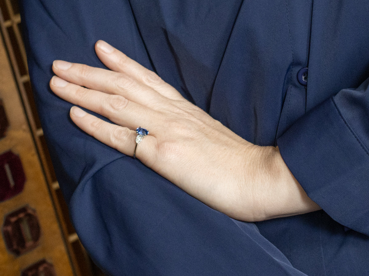 Modern Sapphire and Diamond Engagement Ring