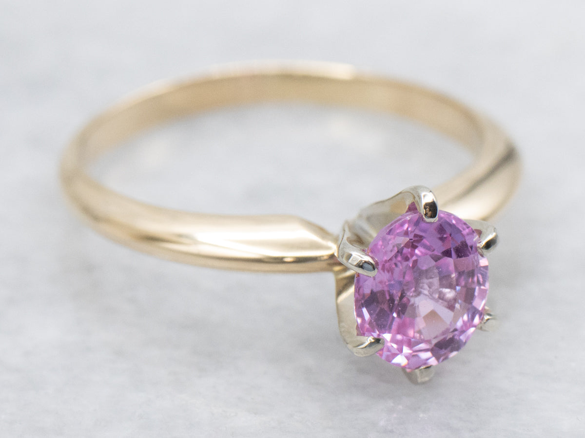 Two-Tone Pink Sapphire Engagement Ring