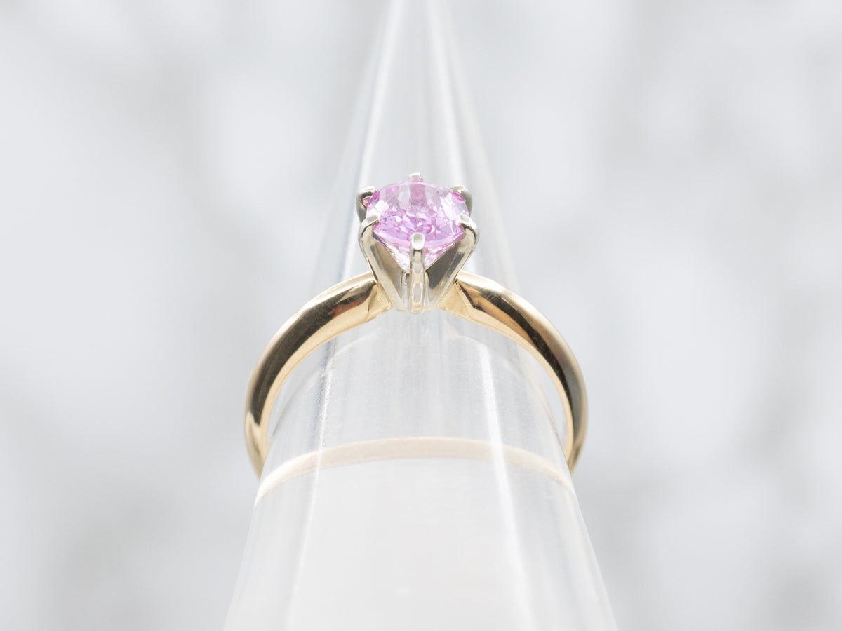 Two-Tone Pink Sapphire Engagement Ring