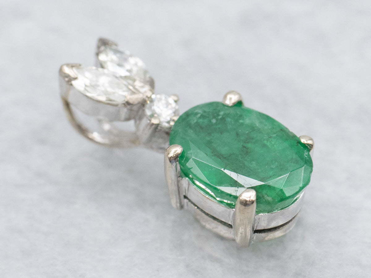 Sparkling Emerald and Diamond Pendant