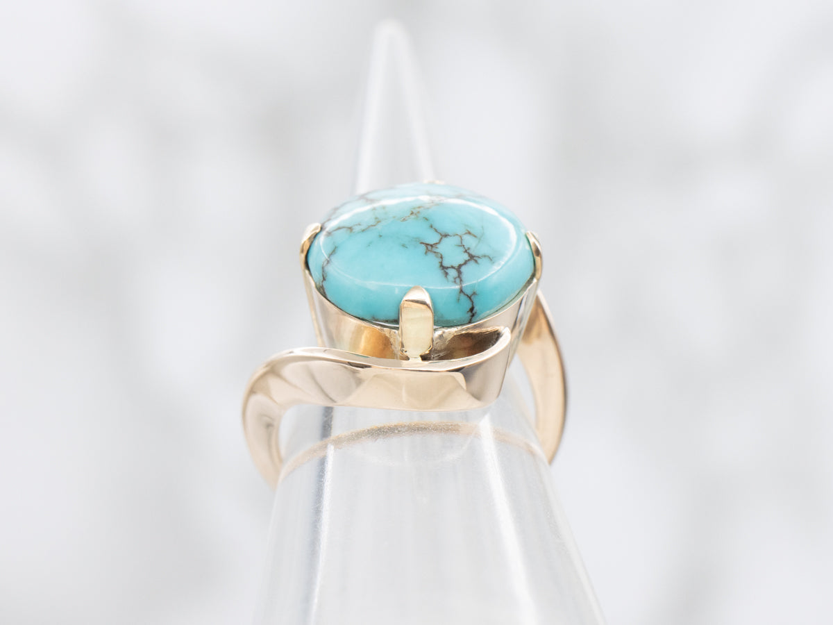 Turquoise Gold Bypass Cocktail Ring