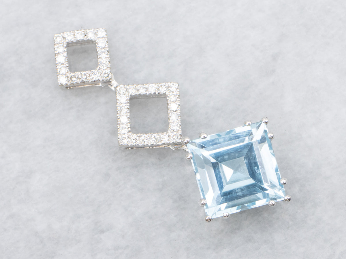 Geometric Topaz and Diamond Drop Pendant