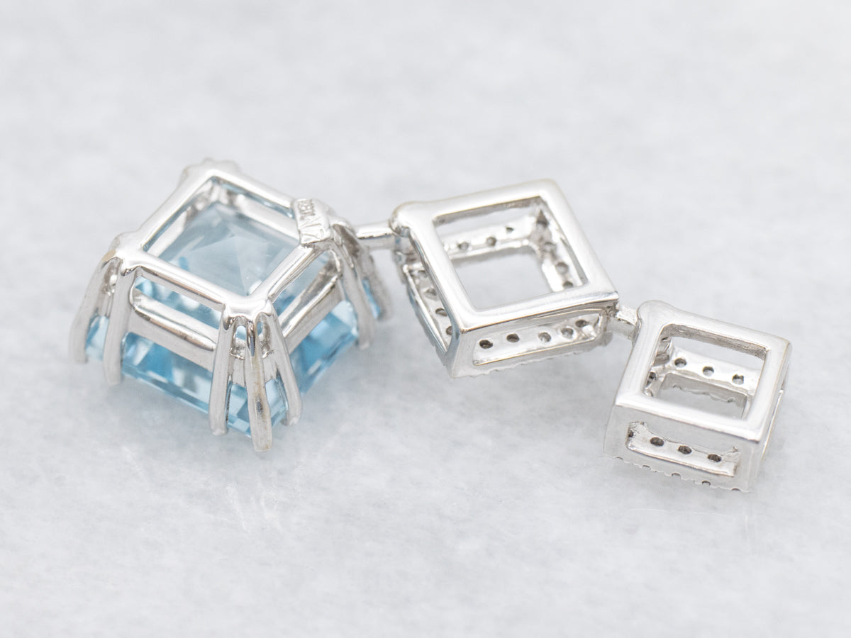 Geometric Topaz and Diamond Drop Pendant
