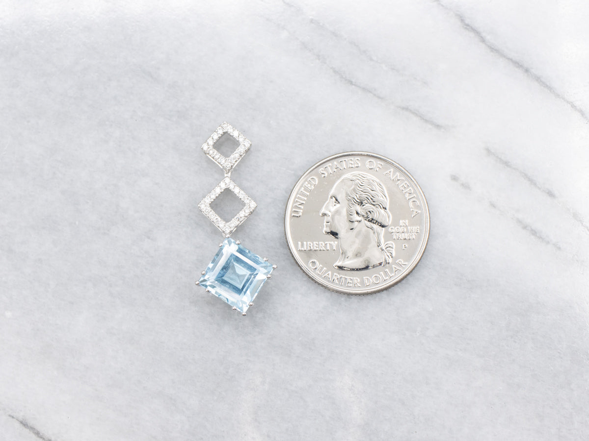 Geometric Topaz and Diamond Drop Pendant