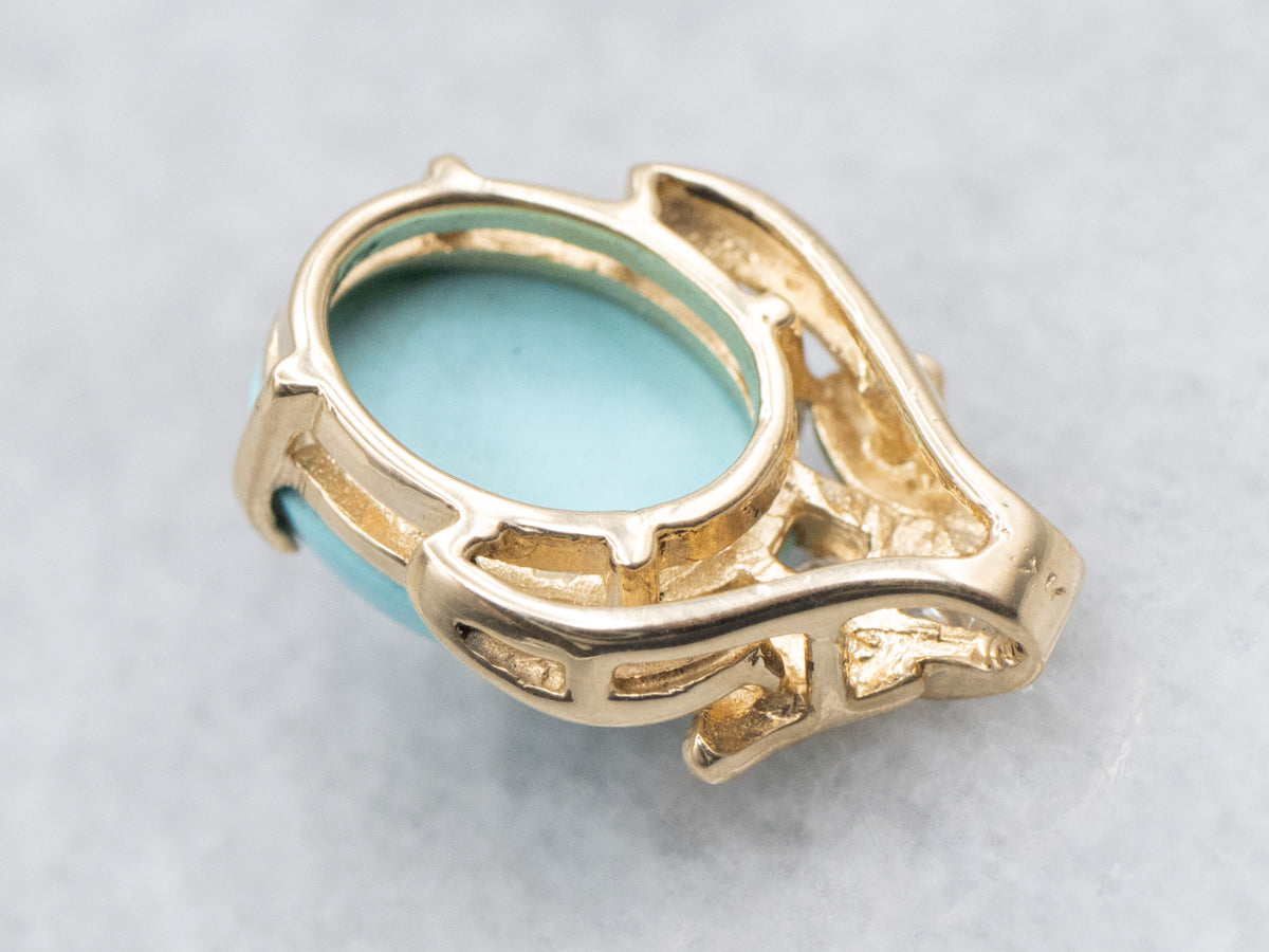 Turquoise and Diamond Pendant with Hidden Bail