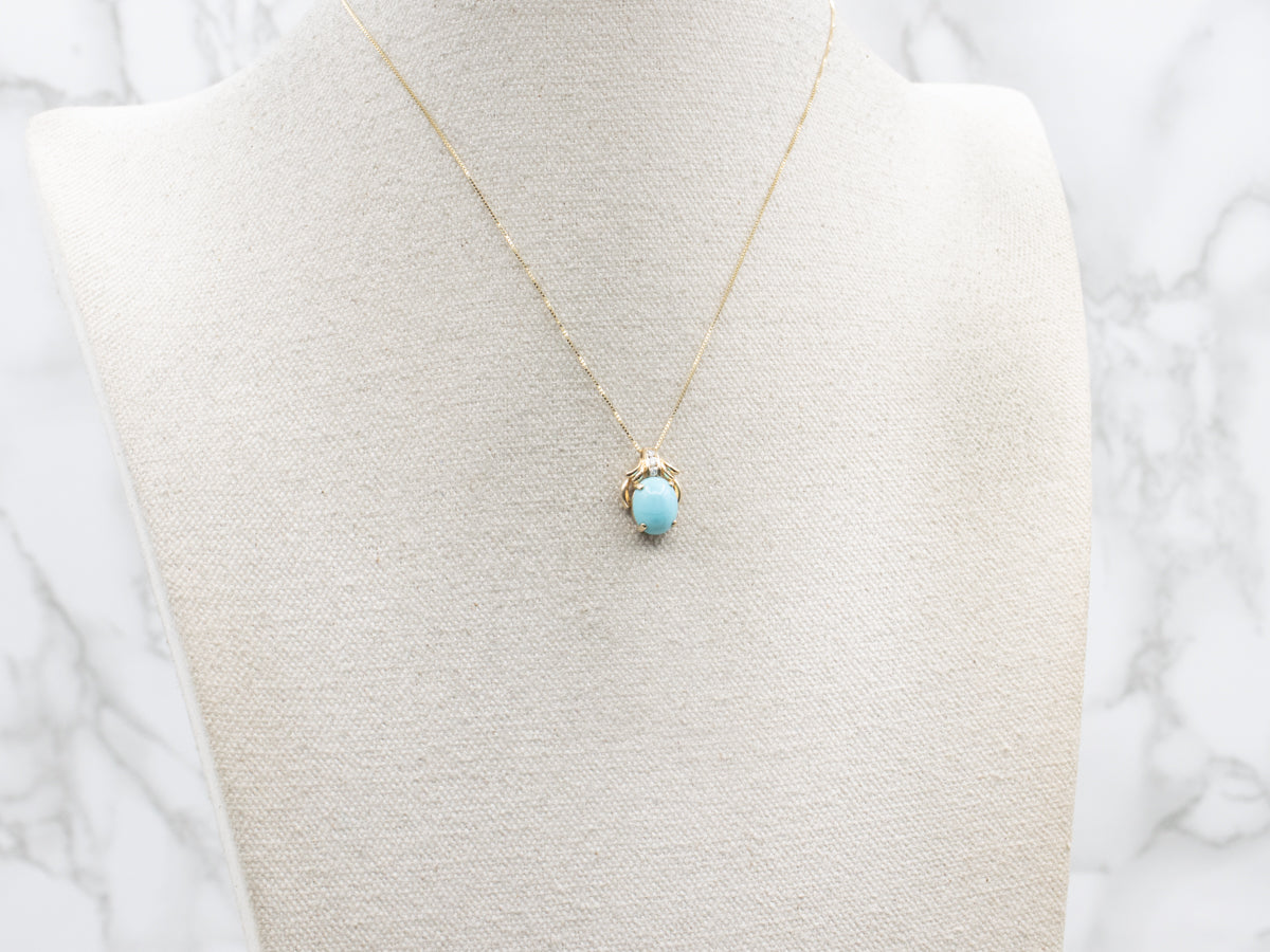 Turquoise and Diamond Pendant with Hidden Bail