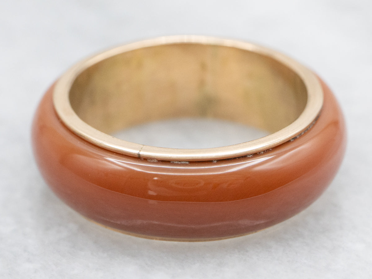 Vintage Carved Carnelian Gold Band