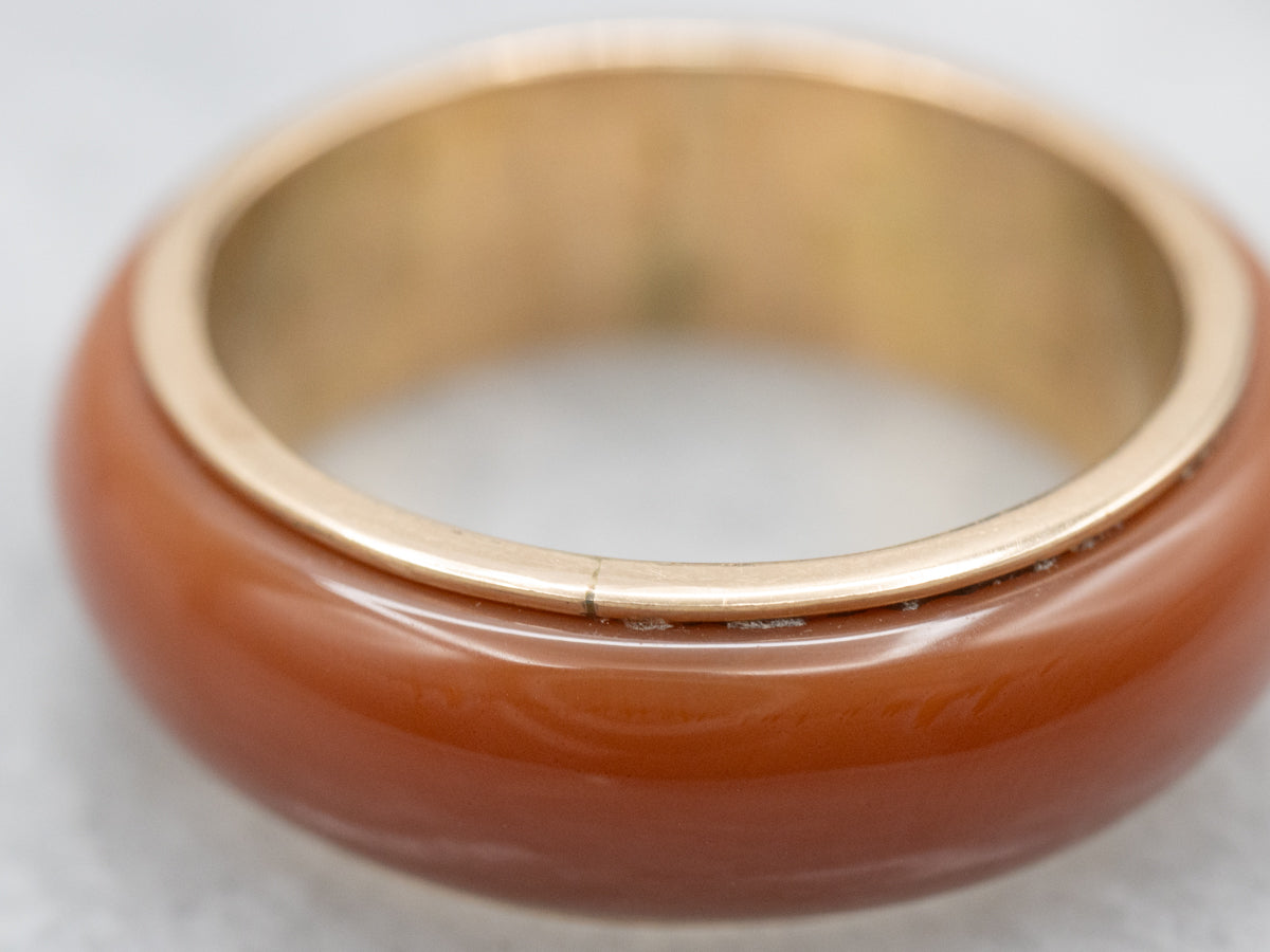 Vintage Carved Carnelian Gold Band