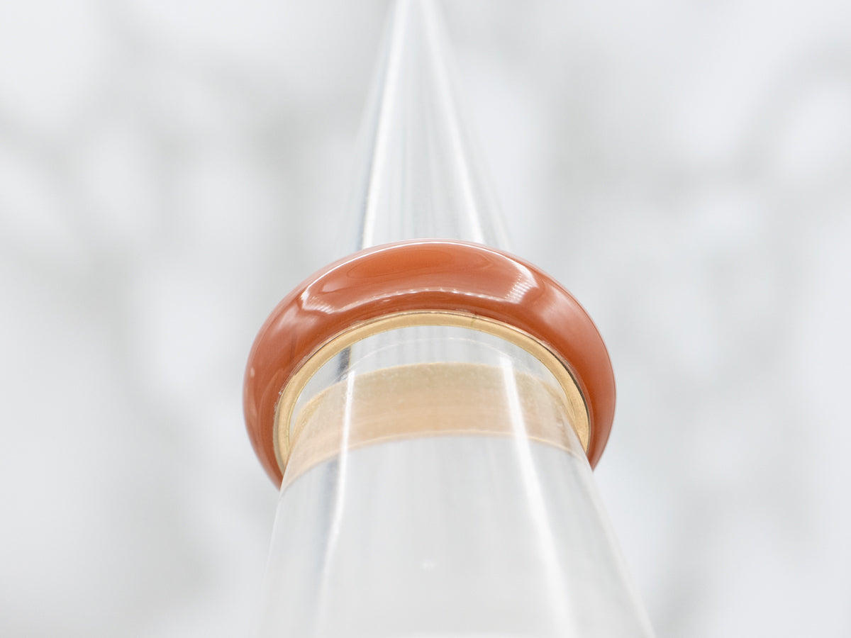 Vintage Carved Carnelian Gold Band