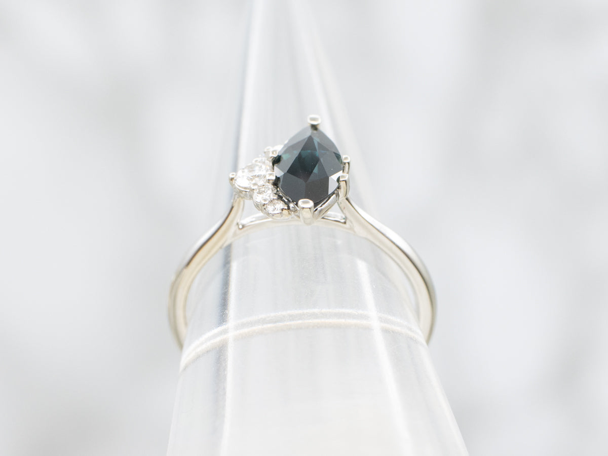 Modernist Marquise Sapphire and Diamond Ring